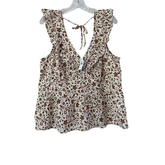 Old Navy Flutter Sleeve Babydoll Milkmaid Floral V-Neck Tie-Back Top Size XL NWT - Picture 2 of 10